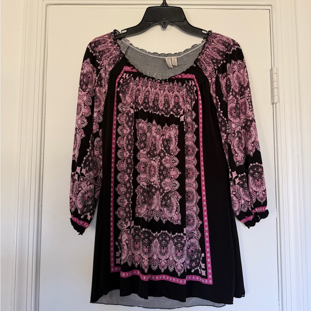 Madison Pink and Black Patterned Blouse